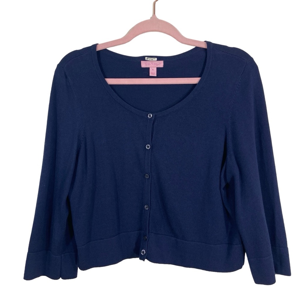 Lilly Pulitzer blue knit sweater cardigan XL